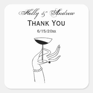Art Deco Lady's Hand Holding Champagne Glass Vierkante Sticker