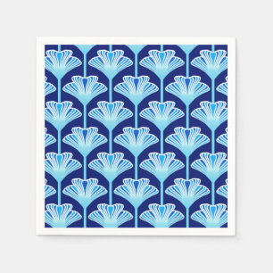 Art Deco lelie, kobaltblauw, aqua en wit Servet