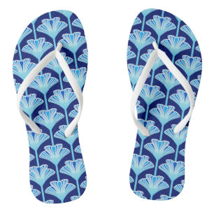 Art Deco lelie, kobaltblauw, aqua en wit Teenslippers