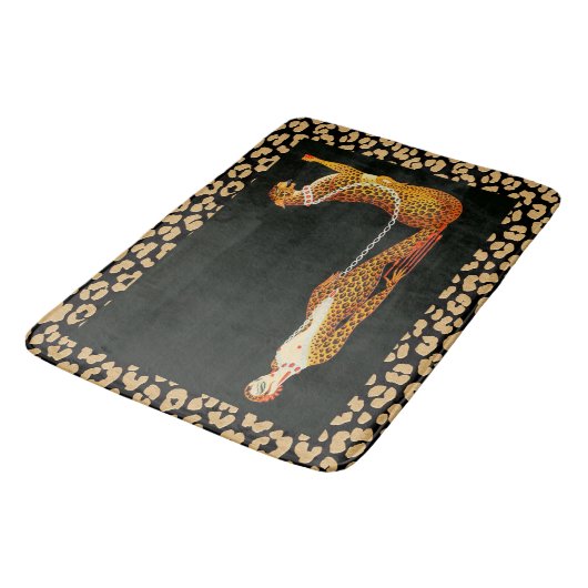 Art Deco Leopard Lady (ERTE) Leopard Skin Bath Mat (Gekanteld)