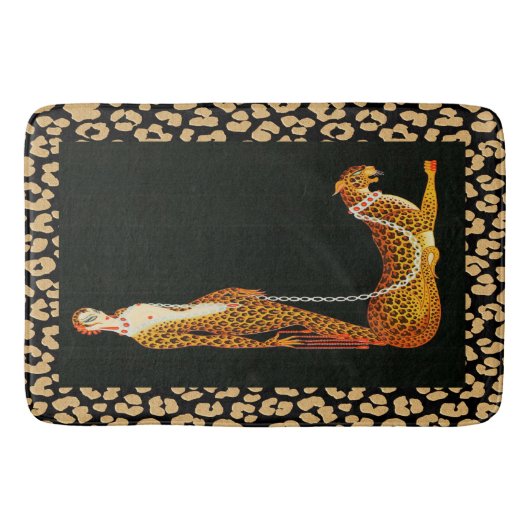 Art Deco Leopard Lady (ERTE) Leopard Skin Bath Mat (Voorkant)