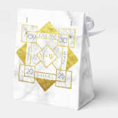 Art Deco Liefde en Bedankt Bruiloft Marmeren Goude Bedankdoosjes (Achterkant)