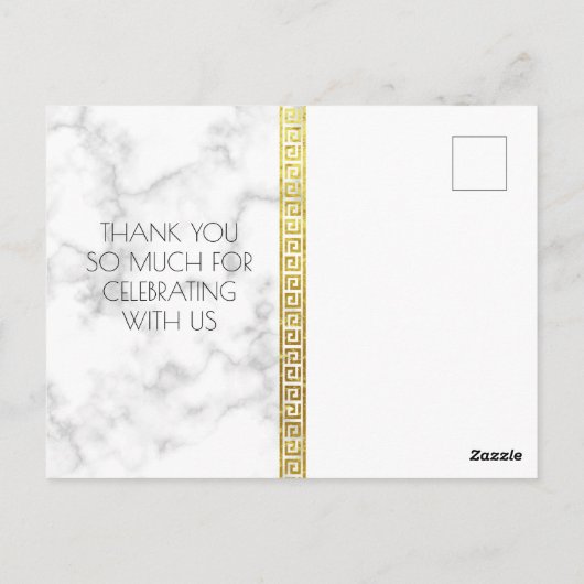 Art Deco Liefde en Bedankt Bruiloft Marmeren Goude Briefkaart (Achterkant)