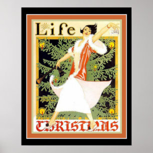 Art Deco "Life" Hoesje kerstdruk 16 x 20 Poster