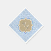 Art Deco Light Blue Fish Scales Tan Monogram Name Servetten (Hoek)