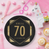 Art Deco Lijst 70e Verjaardag Naam Datum Papieren Bordje (Feest)