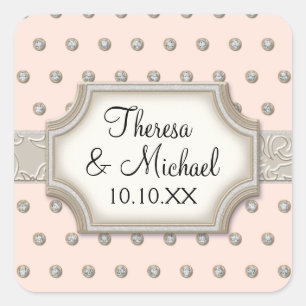 Art Deco Lijst Champagne Silver Jewel Stippen Vierkante Sticker