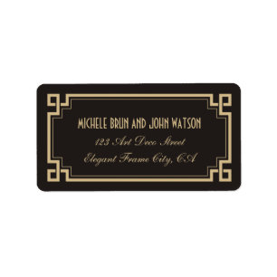 Art Deco Lijst Custom Dark Return-adres Etiket