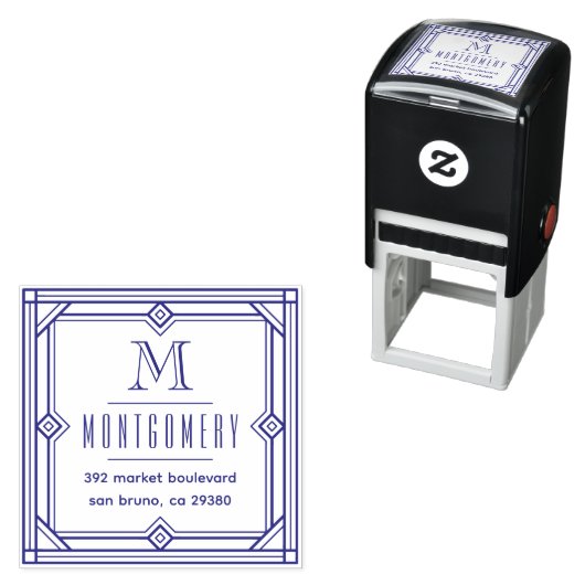 Art Deco Lijst Monogram Achternaam Retouradres Zelfinktende Stempel (In situ)