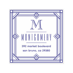 Art Deco Lijst Monogram Achternaam Retouradres Zelfinktende Stempel