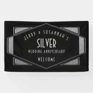 Art Deco Lijst Zilver Jubileum Namen Zwart Spandoek