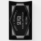 Art Deco Lijst Zilver Jubileum Namen Zwart Spandoek (Verticaal)