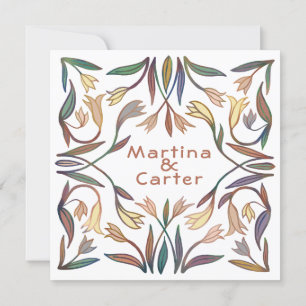 Art Deco Lilies Handgemaakte Bloemen Boho Bruiloft Kaart