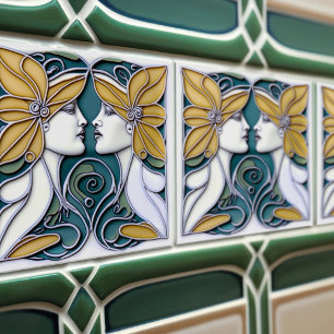Art Deco Lilies Wall Decor Art Nouveau Tegeltje