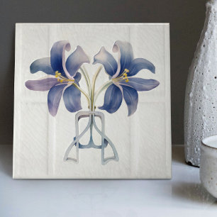 Art Deco Lilly Wall Decor Art Nouveau Ceramic Tile Tegeltje