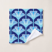 Art Deco Lily, Cobalt Blue, Aqua en White Bad Handdoek (Wasdoekje)