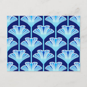Art Deco Lily, Cobalt Blue, Aqua en White Briefkaart