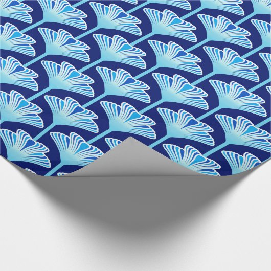 Art Deco Lily, Cobalt Blue, Aqua en White Cadeaupapier (Hoek)