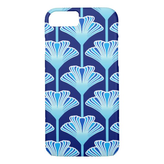Art Deco Lily, Cobalt Blue, Aqua en White Case-Mate iPhone Case (Achterkant)