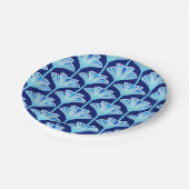 Art Deco Lily, Cobalt Blue, Aqua en White Papieren Bordje (Gekanteld)