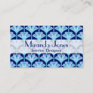 Art Deco Lily, Cobalt Blue, Aqua en White Visitekaartje