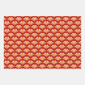 Art Deco Lily, Cobalt Blue, Deep Red en Oranje Inpakpapier Vel (Voorkant 3)
