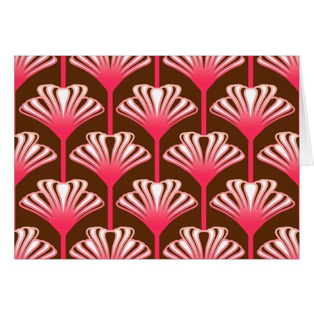 Art Deco Lily, Dark Brown en Coral Pink (Voorkant Horizontaal)