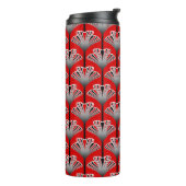 Art Deco Lily, Deep Red en Grey/Grey Thermosbeker (Gedraaid links)