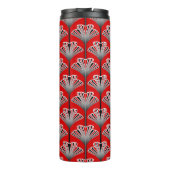 Art Deco Lily, Deep Red en Grey/Grey Thermosbeker (Achterkant)