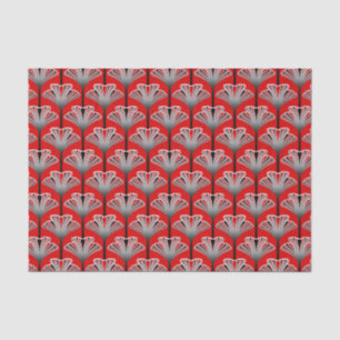 Art Deco Lily, Deep Red en Grey/Grey Tissuepapier