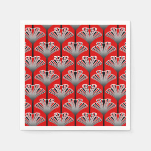 Art Deco Lily, Deep Red en Silver Grey/Grey Servet