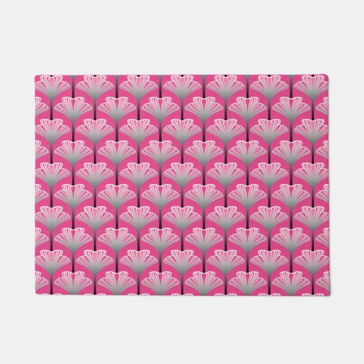 Art Deco Lily, Fuchsia Pink en Silver Grey Deurmat (Voorkant)