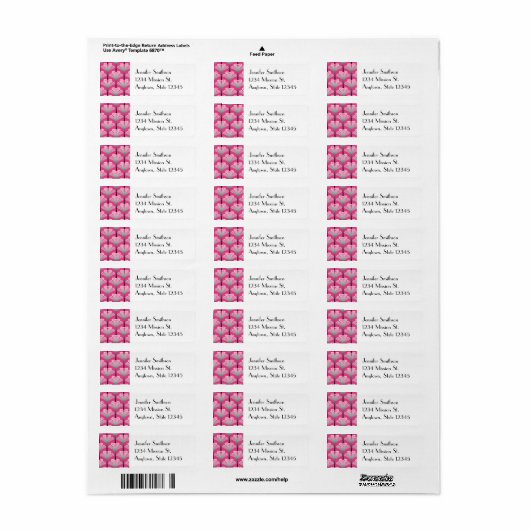 Art Deco Lily, Fuchsia Pink en Silver Grey Etiket (Full Sheet)