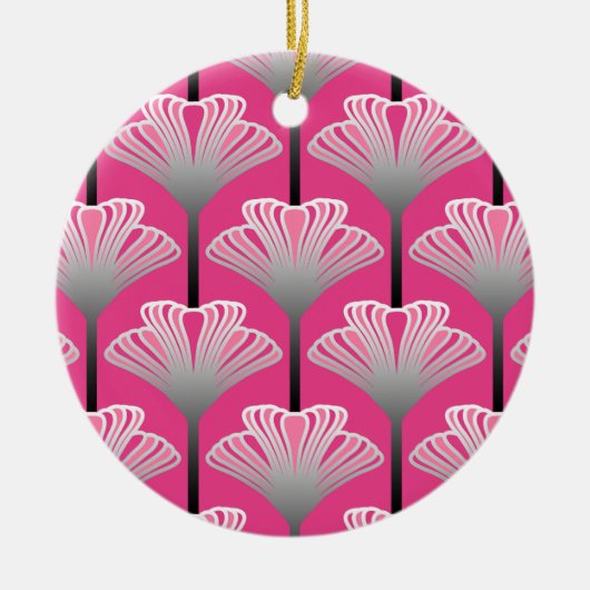 Art Deco Lily, Fuchsia Pink en Silver Grey Keramisch Ornament (Voorkant)