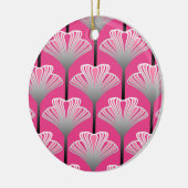 Art Deco Lily, Fuchsia Pink en Silver Grey Keramisch Ornament (Links)