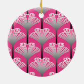 Art Deco Lily, Fuchsia Pink en Silver Grey Keramisch Ornament (Achterkant)