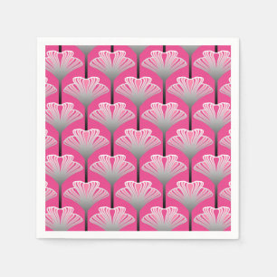 Art Deco Lily, Fuchsia Pink en Silver Grey Servet
