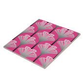 Art Deco Lily, Fuchsia Pink en Silver Grey Tegeltje (Zijkant)