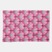 Art Deco Lily, Fuchsia Pink en Silver Grey Theedoek (Horizontaal)