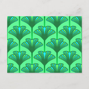 Art Deco Lily, Jade Green en Turquoise Briefkaart