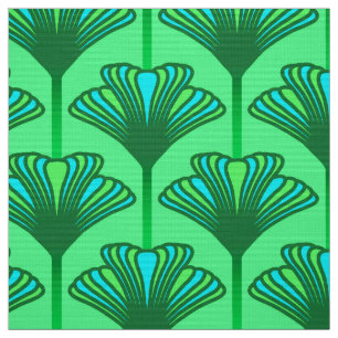 Art Deco Lily, Jade Green en Turquoise Stof