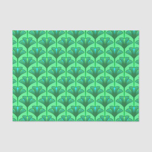 Art Deco Lily, Jade Green en Turquoise Tissuepapier (Voorkant)