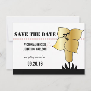 Art Deco Lily Modern Typography Wedding Invite Kaart