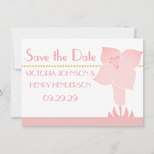 Art Deco Lily Modern Typography Wedding Invite Kaart (Voorkant)