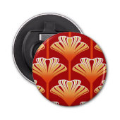 Art Deco Lily, Tangerine Oranje en Gold Button Flesopener (Voorkant)