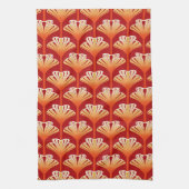 Art Deco Lily, Tangerine Oranje en Gold Theedoek (Verticaal)