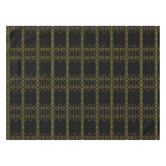 Art Deco Line Patroon op zwart Tafelkleed (Voorkant (Horizontaal))