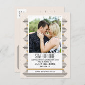 Art Deco Lines, Goud & Zwart Foto Bewaar de datum Aankondigingskaart (Voorkant / Achterkant)