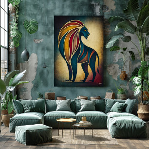 Art Déco Lion Abstrait Géométrique Animal Mur d'Ar