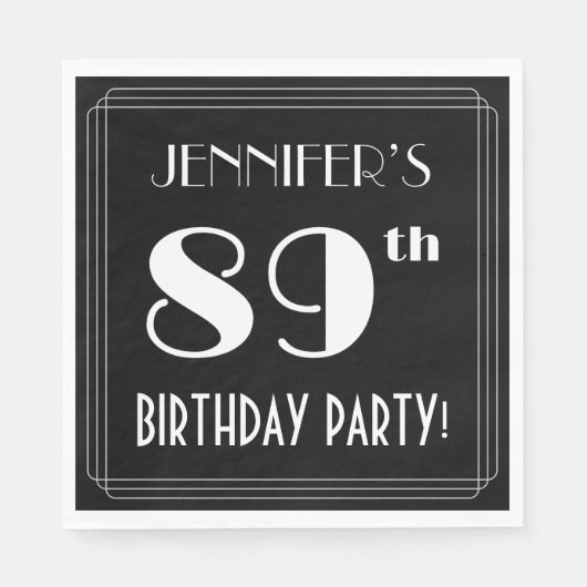 Art Deco-look 89th Birthday Party met aangepaste n Servet (Voorkant)
